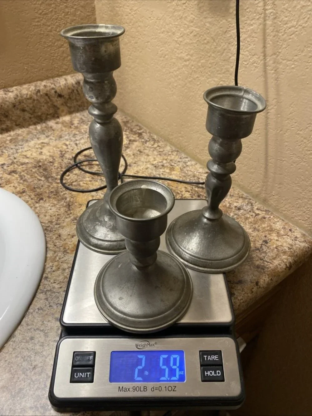Leonard Genuine Pewter Candle Stick Holders, Weighted, Vintage, Made in Bolivia